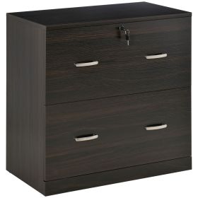 Vinsetto Lateral Filing Dresser 2 Lockable Drawers Walnut for Home Office - default