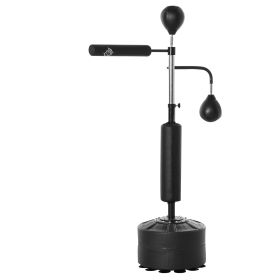 HOMCOM Punching Bag with Stand Heavy Duty Boxing Set Sports Black 34.75"L x 19.75"W x 63"-90.5"H PU - Black
