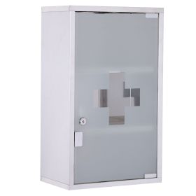 HOMCOM Medicine Cabinet Lockable 12"x20", Stainless Steel, 3 Tier with Shelves for Bathroom Storage - default