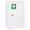 kleankin 12x18 White Lockable Medicine Cabinet 3 Tier Steel Medical Box 2 Keys Bathroom Wall Storage - White