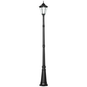 Outsunny Solar Post Light 94.5" Outdoor Vintage Street Lamp Solar Powered for Garden Pathway Driveway Black - Black