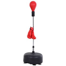 Soozier Punching Bag Free Standing w Boxing Gloves Height Adjustable Red - Red
