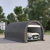 Outsunny 16' x 10' Carport, Heavy Duty Portable Garage / Storage Tent with Large Zippered Door, Anti-UV PE Canopy Cover for Car, Truck, Boat - default