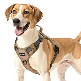 Dog Harness for Large Dogs No Pull Tactical Dog Harness Adjustable Pet Vest - Brown