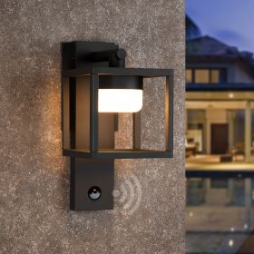 Inowel Outdoor Motion Sensor Wall Light - 650lm GX53 LED Bulb - Modern Wall Sconce - Waterproof - Black