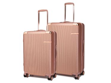 MKF Collection Tulum Large and Extra Large Check-in Spinner with TSA Security Lock by Mia k - Rose Gold - Polycarbonate