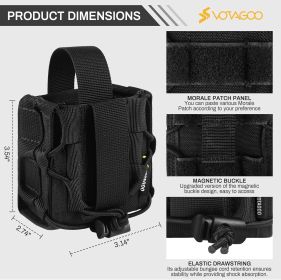 Double Handcuff Pouch, Open-Top MOLLE Tactical Handcuff Holster With Molle Belts Vest - Black