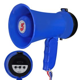 5 Core Megaphone Bullhorn Speaker 15W Mini Battery Power Bull horn w Siren 400 Yard Range - HW 1 - HW 1 BLU