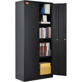VEVOR Metal Storage Cabinet, Steel Locking Storage Cabinet with 2 Magnetic Doors and 4 Adjustable Shelves, 71'' Metal Cabinet 200 lbs Capacity per She