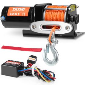 VEVOR Electric Winch ATV UTV 3500 lb Synthetic Rope Waterproof Wired Control - Default