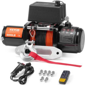 VEVOR Electric Winch for Truck 6000 lb Synthetic Rope Waterproof Remote Control - Default