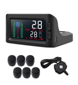 PST601T6WF  Solar Tire Pressure Sensor for 6-Wheel Trucks, RVs, Trailers, Buses, and Engineering Vehicles with 6-38 Tire Count Display Relay Signal>40