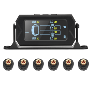 PSTS610 Truck Tire Pressure Sensor 3.2-inch LCD Solar Digital TMPS 15Bar Bus Tire Pressure Sensor Battery 1000mAh Engineering Vehicle Tire Pressure Se