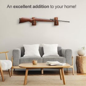 Gun Rack Wall Mount Hold Up Displays Horizontal Gun Rack and Shotgun Hooks Store Rifle Shotgun Bow Real Hardwood Hanger Brown - Brand in process