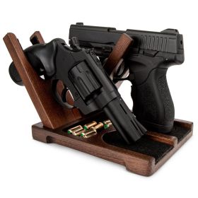 Wood Pistol Rack for Gun Safe Gun Storage for 2 Handguns or Revolvers Gun Safe Accessory Gun Safe Organizer Cabinet Storage Handmade from Ash Wood Gre