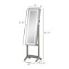 HOMCOM Lockable Jewelry Cabinet with Full-Length Mirror Floor Standing Organizer 4 Adjustable Angles Grey - Grey