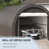 Outsunny 16' x 10' Carport, Heavy Duty Portable Garage / Storage Tent with Large Zippered Door, Anti-UV PE Canopy Cover for Car, Truck, Boat - default