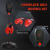 Qaba Kids Punching Bag with Stand & Boxing Gloves for Boys & Girls Ages 5-10, Black - Black
