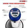 5 CORE Megaphone 20W Bull Horn 300 Yard Range w Loud Siren Portable Volume Control Voice Amplifier Horn Cheer Noise Maker for Coaches Sporting Event P