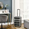 HOMCOM Black Rolling Makeup Train Case Large Storage Cosmetic Trolley Lockable Cart Trunk Swivel Wheels Keys - Black