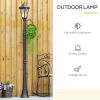 Outsunny 94.5" Outdoor Solar Lamp Post Light, Aluminum Floor Lamp, Solar Powered Vintage Street Light for Garden, Lawn, Pathway, Driveway, Black - Bla