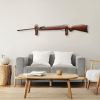 Gun Rack Wall Mount Hold Up Displays Horizontal Gun Rack and Shotgun Hooks Store Rifle Shotgun Bow Real Hardwood Hanger Brown - Teslyar