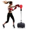 Soozier Punching Bag Free Standing w Boxing Gloves Height Adjustable Red - Red