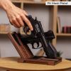 Wood Pistol Rack for Gun Safe Gun Storage for 2 Handguns or Revolvers Gun Safe Accessory Gun Safe Organizer Cabinet Storage Handmade from Ash Wood Gre