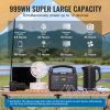 VEVOR Portable Power Station Solar Generator 999Wh 1000W with 12 Charging Ports - Default