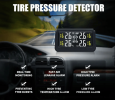 PSC280 Solar Monitor Solar Digital TMPS, External Tire Pressure Monitoring System 280mAh 4.0-inch TFT Bluetooth 5.0 Tire Pressure Monitoring Solar Car