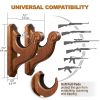 Gun Rack Wall Mount Hold Up Displays Horizontal Gun Rack and Shotgun Hooks Store Rifle Shotgun Bow Real Hardwood Hanger Brown - Teslyar