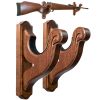Gun Rack Wall Mount Hold Up Displays Horizontal Gun Rack and Shotgun Hooks Store Rifle Shotgun Bow Real Hardwood Hanger Brown - Teslyar