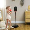 Qaba Kids Punching Bag with Stand & Boxing Gloves for Boys & Girls Ages 5-10, Black - Black