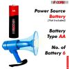 5Core Megaphone Speaker Waterproof 50W Bull Horn Battery Power Cheer Megafono 800 Yards Range Loudspeaker W LED Light Siren Ergonomic Handle for Coach