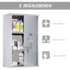 HOMCOM Medicine Cabinet Lockable 12"x20", Stainless Steel, 3 Tier with Shelves for Bathroom Storage - default