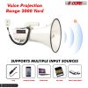 5 Core Megaphone Bullhorn Speaker 100W Professional Bull Horn Battery Power Cheer Megafono 2000 Yard Range Loudspeaker W Siren Recording Ergonomic Han